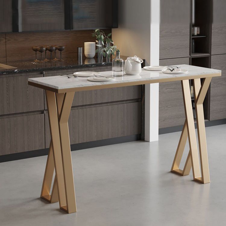 Rectangle Metal Base Bar Table Glam Sintered Stone Top Bistro Bar Table Clearhalo 'Bar Furniture' 'Bar Tables' 'bar_tables' 'furn' 'furn_bar_tables' 'Furniture' 'Kitchen & Dining Furniture' 1200x1200_f6786a9e-df5b-4d4e-9723-26b4355604de