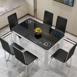 Glass Top Dining Table Modern Rectangle Dining Table with 4 Legs Clearhalo ' dining_table' 'Dining Tables & Seating' 'Dining Tables' 'Furniture' 'furniture_dining_table' 'Kitchen & Dining Furniture' 'kitchen&dining_furn' 'kitchen' 'kitchen_dining_table' 1200x1200_f679c94f-1d41-460c-a5d2-da3e556f85ca