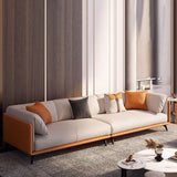 Contemporary Faux Leather Sofa with Tuxedo Arm in Orange and White Clearhalo 'furn' 'furn_sofas' 'Furniture' 'Living Room Furniture' 'Sofa' 'sofas' 1200x1200_f67af200-135b-4f31-85b5-8119d8c2c4f4