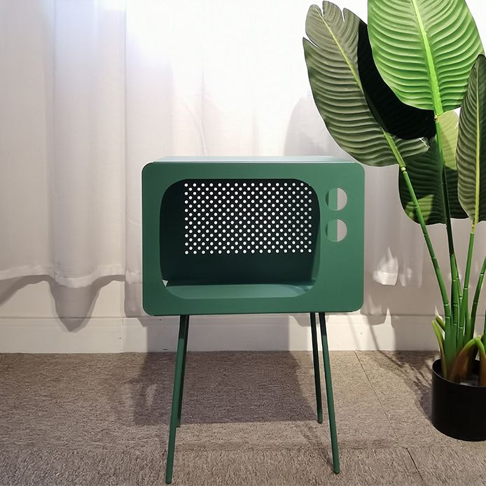 Medieval Modern Style Rectangular Metal Table Can Store 4 Legs Side Table