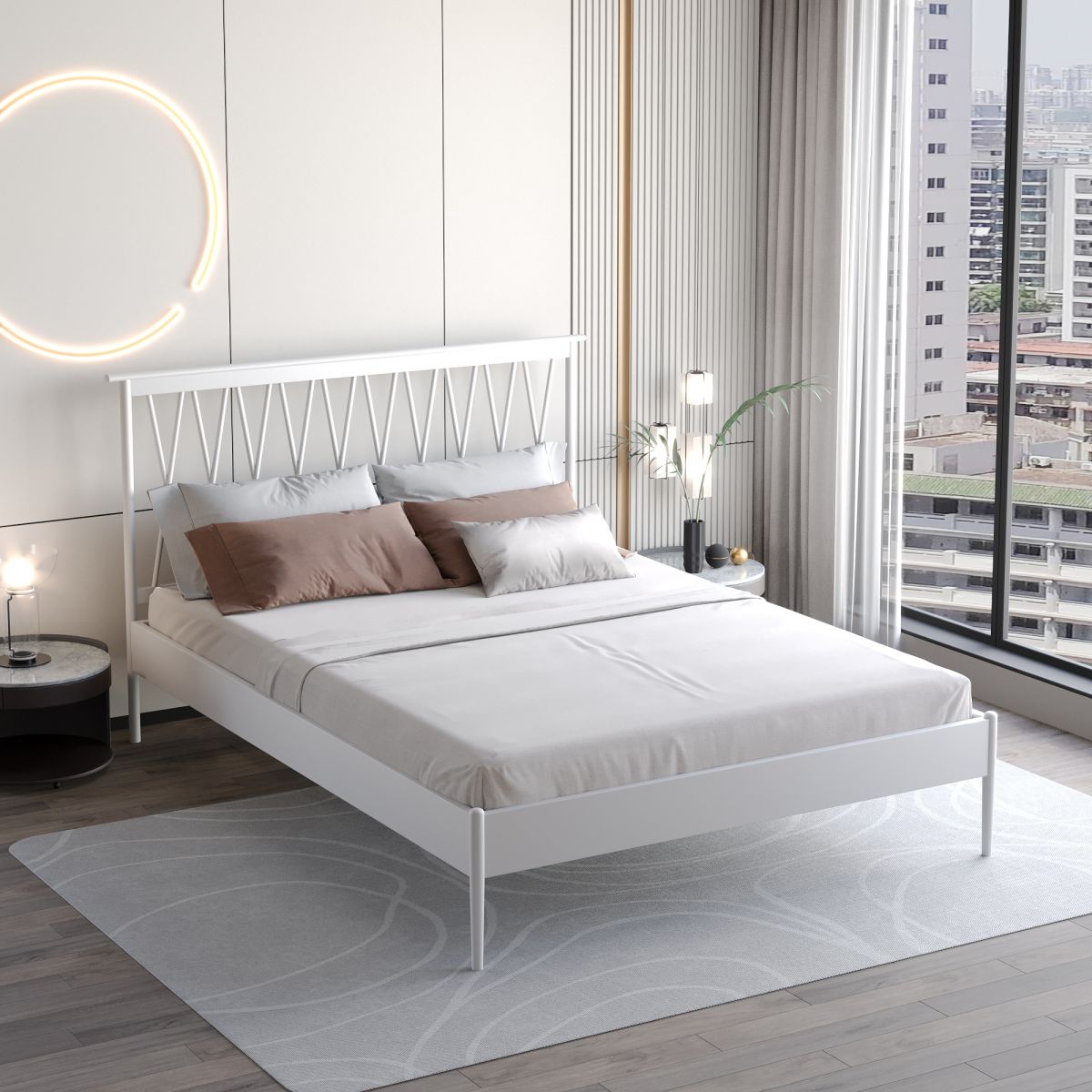 47,24 "Höhen Metallrahmen Standardbett mit Rechteck Open-Frame-Kopfteil