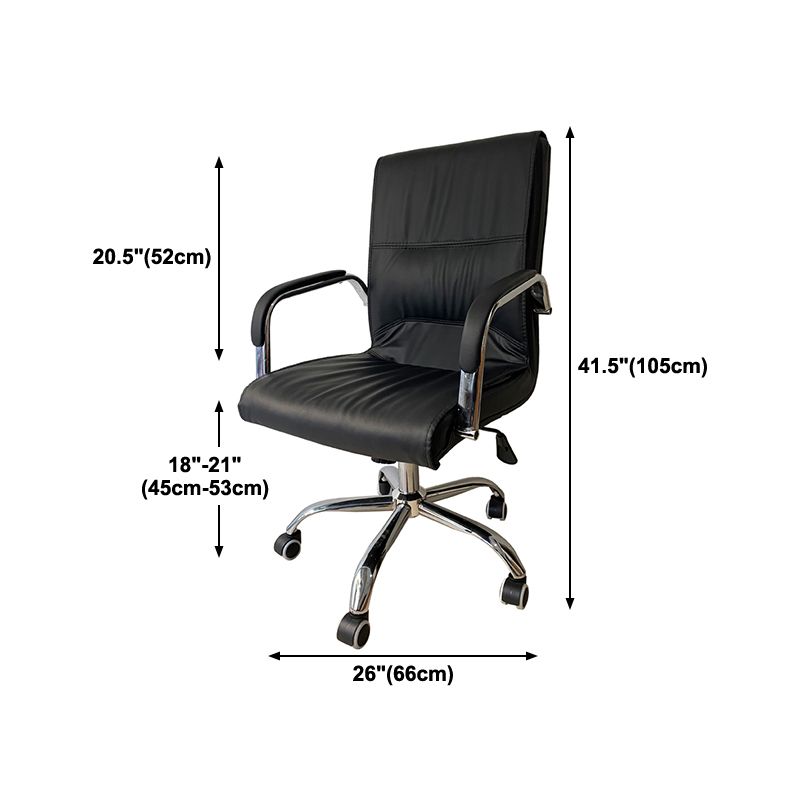 Chrome Metal Base Contemporary Style Task Chair Leather Office Chair Clearhalo 'furn' 'furn_office_chair' 'Furniture' 'furniture_office_chair' 'Office Chairs' 'Office Furniture' 'office_chair' 1200x1200_f67d812b-80a3-4eba-8f7d-a99a45ecd322