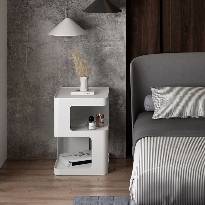 Metal Square End Table Modern 15.7" W Side Table with 2 - Shelf