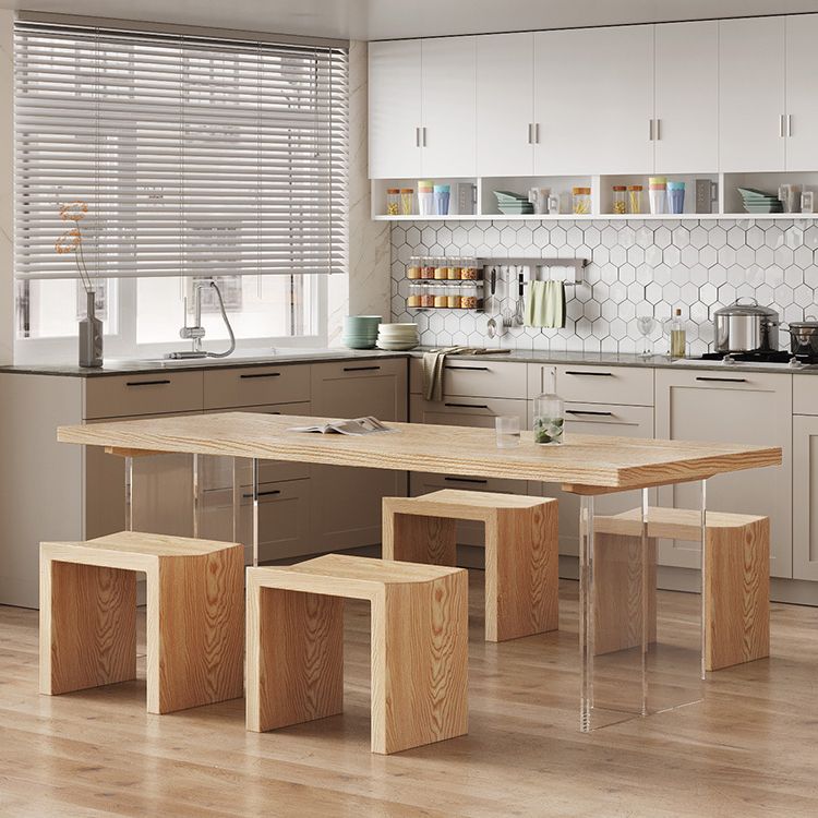 Table à manger de style simplicité Table en bois massif naturel pour la cuisine à la maison