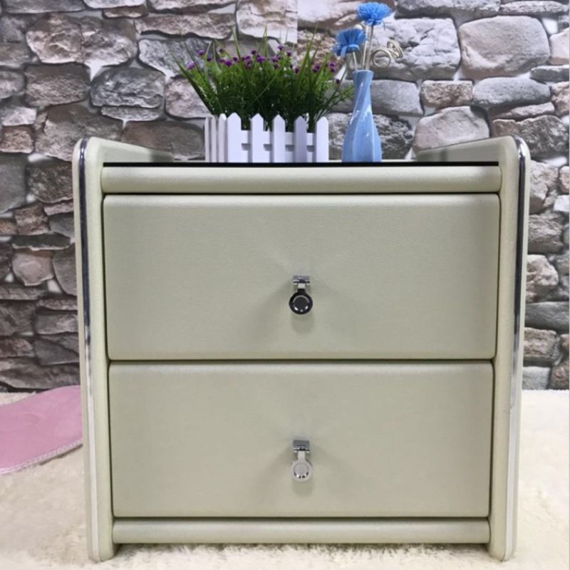 Glasbett Nachttisch zeitgenössischer Nachtschrank mit Schubladen