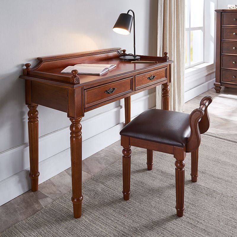 Bureau de bureau en bois de style contemporain Desk de tâche de forme rectangulaire avec 2 tiroirs pour la maison