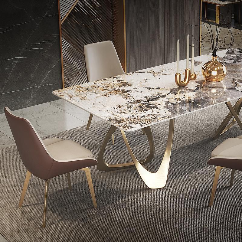 Set di dinette glam beige per casa 1/4/5/7 pezzi set da pranzo in pietra