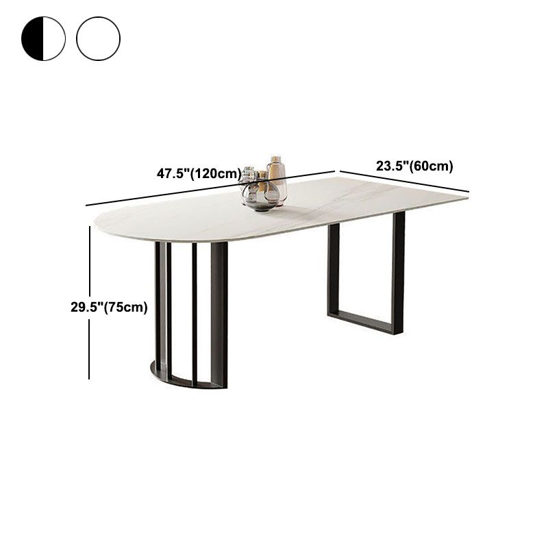 Stone Dining Room Collection Contemporary Double Pedestal Dining Table for Home Clearhalo 'Dining Tables & Seating' 'Dining Tables' 'dining_table' 'furn' 'furn_dining_table' 'Furniture' 'Kitchen & Dining Furniture' 1200x1200_f681f570-89e0-4293-b7cb-1dc56c11e815