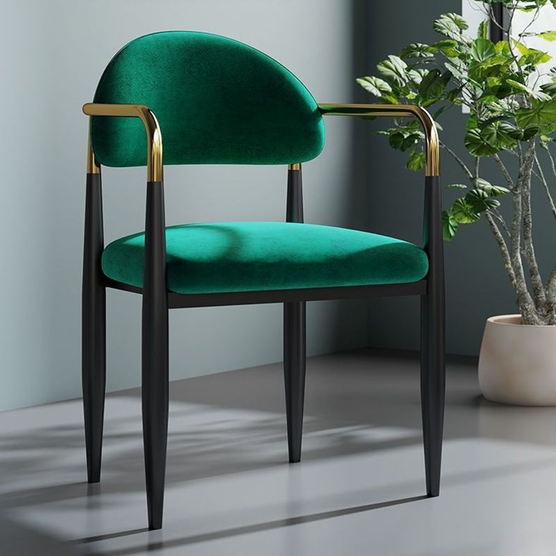 Restaurant Contemporary Upholstered Arm Chair Matte Finish Open Back Dining Chair Clearhalo ' kitchen&dining_furn' 'Dining Chairs' 'Dining Tables & Seating' 'dining_chair' 'furn' 'furn_dining_chair' 'Furniture' 'furniture_dining_chair' 'Kitchen & Dining Furniture' 'kitchen' 1200x1200_f68287a1-93b6-4de6-8ebb-1f56708aedea