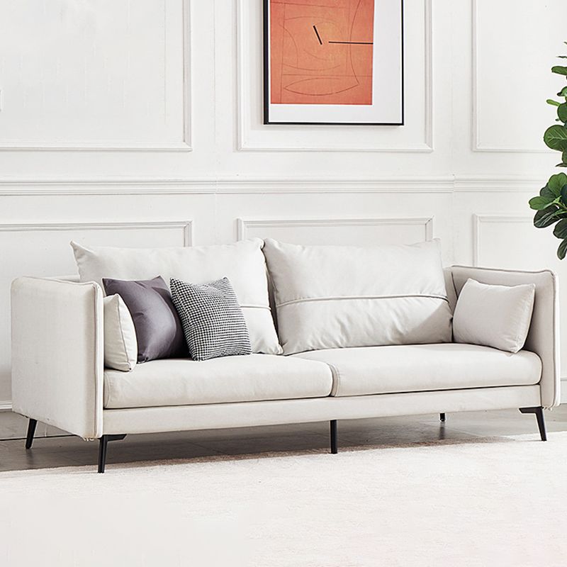 Contemporary Faux Leather Square Arm Sofa Pillow Back Couch with Metal Legs Clearhalo 'Furniture' 'furniture_sofas' 'Living Room Furniture' 'Sofa' 'sofas' 1200x1200_f686fdca-ca5d-4dcb-8266-0595c31bfecb