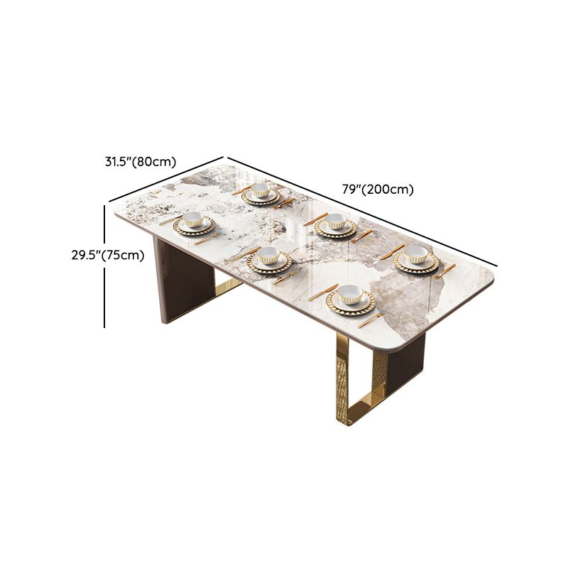 Set di dinette glam con sedie in pelle 1/2/5/6/7/9 PCs set da tavolo beige lucido