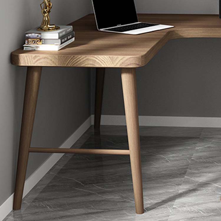 Solid Wood Corner Writing Desk Modern 29.53" Tall Office Desk with H-Base Clearhalo 'furn' 'furn_office_desk' 'Furniture' 'Office Desks' 'Office Furniture' 'office_desk' 1200x1200_f68bb7d2-d725-4314-9faf-ee2b9841e8d3