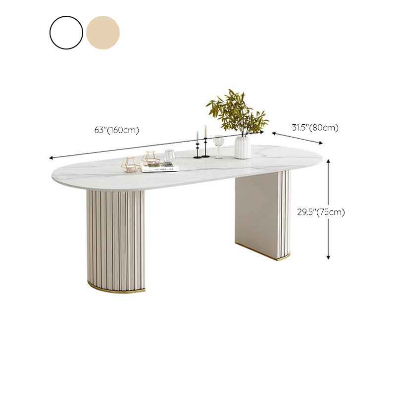 Contemporary Sintered Stone Dining Table Oval Dining Table for Home Use Clearhalo 'Dining Tables & Seating' 'Dining Tables' 'dining_table' 'furn' 'furn_dining_table' 'Furniture' 'Kitchen & Dining Furniture' 1200x1200_f68c2c1c-6b8f-4f15-b1a0-fb12be2860cb