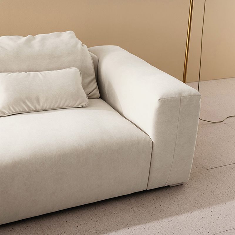 Creamy-White Contemporary Microsuede Tuxedo Arm Sofa for Living Room, Apartment Clearhalo 'furn' 'furn_sofas' 'Furniture' 'furniture_sofas' 'Living Room Furniture' 'Sofa' 'sofas' 1200x1200_f68f6305-d4fb-4030-bfc3-f4b8657f7bd5