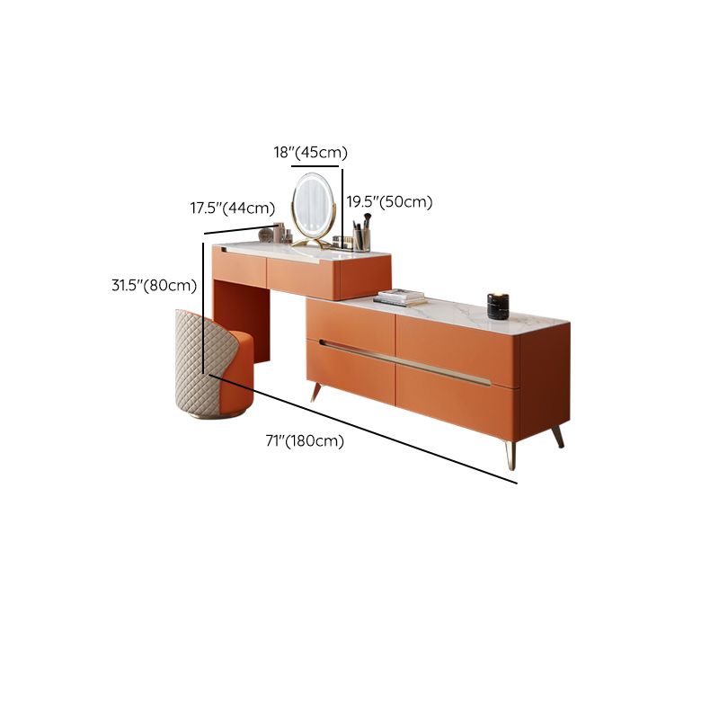 Contemporaneo con cassetto tavolo da toeletta a specchio illuminato per camera da letto metallico