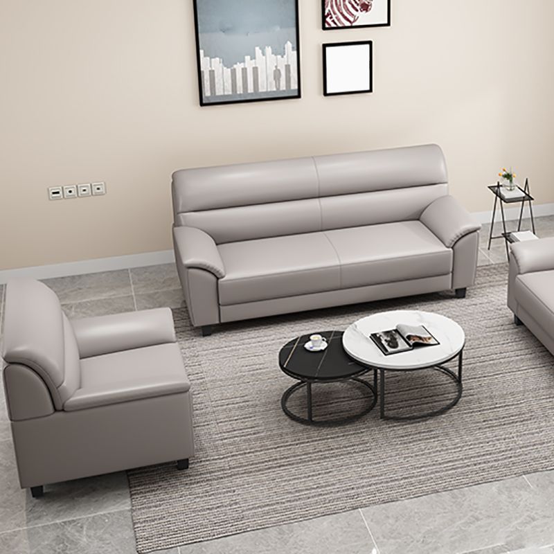 Sewn Pillow Back Faux Leather Pillow Top Arm Sofa with Stain Resistant Clearhalo 'furn' 'furn_sofas' 'Furniture' 'furniture_sofas' 'kitchen' 'kitchen_sofas' 'Living Room Furniture' 'Sofa' 'sofas' 1200x1200_f69135e0-885b-4d2f-ad14-84ad08160ae6