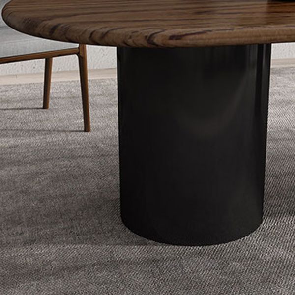 Oval Dark Wood Color Dining Table Pine Solid Wood Table Modern with Double Pedestal Clearhalo ' dining_table' 'Dining Tables & Seating' 'Dining Tables' 'furn' 'furn_dining_table' 'Furniture' 'furniture_dining_table' 'Kitchen & Dining Furniture' 'kitchen&dining_furn' 'kitchen' 'kitchen_dining_table' 1200x1200_f69310f5-e81f-4848-a6b8-cefcff8990b8
