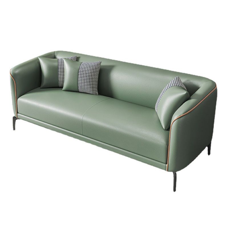 Contemporary Tuxedo Arm Sofa with Tight Back and 2 Pillows for Apartment