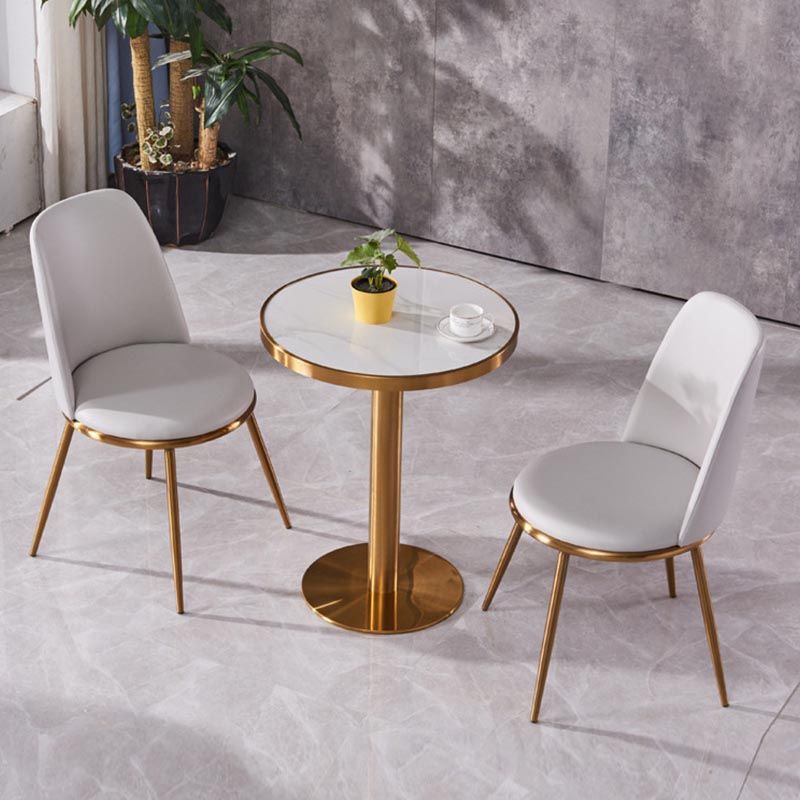 Glam Dining Set Stone 1/3/4 Pieces Dining Round Furniture for Home Clearhalo 'Dining Room Sets' 'Dining Tables & Seating' 'dining_room_set' 'furn' 'furn_dining_room_set' 'Furniture' 'Kitchen & Dining Furniture' 1200x1200_f694d897-7484-4d85-b943-e90dbbb6e844
