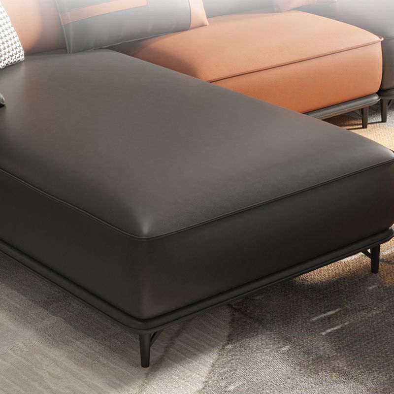 Sofá contemporáneo de brazos de almohada Sala de estar de cuero sintética