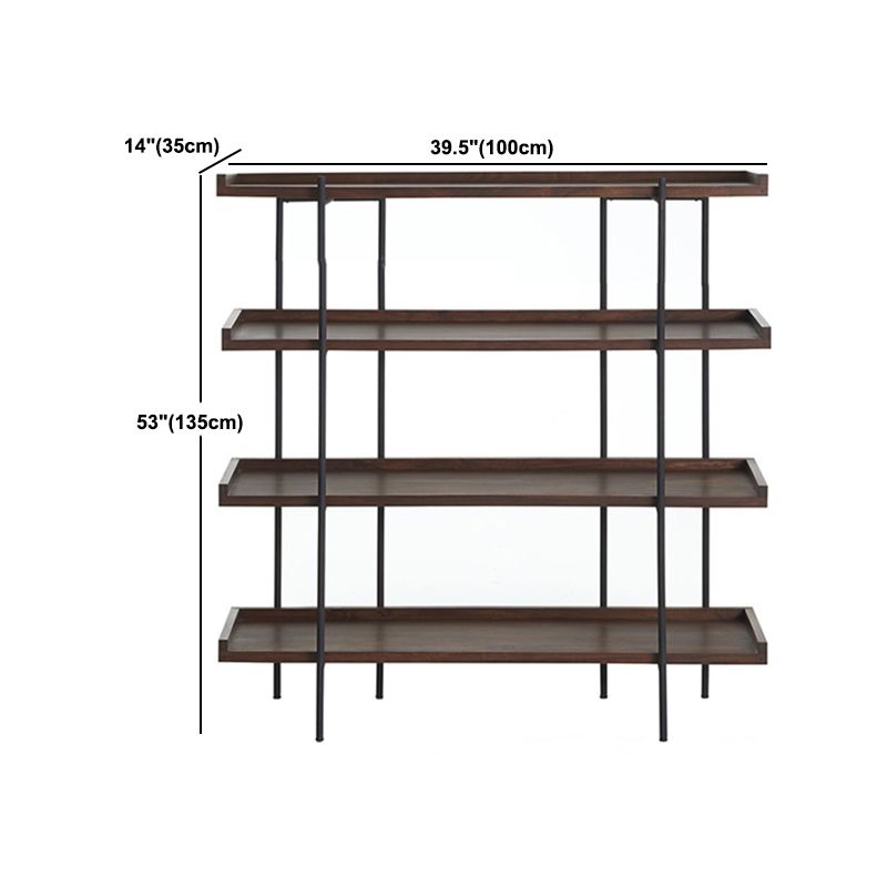 Modern Solid Wood Bookshelf Brown Etagere Open plank Verticale boekenkast