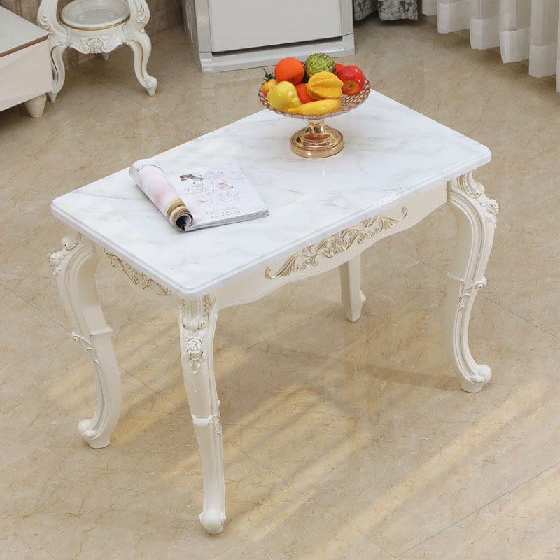 Stone Top Dining Table Rectangle Dining Table with 4 Legs in White Clearhalo 'Dining Tables & Seating' 'Dining Tables' 'dining_table' 'Furniture' 'furniture_dining_table' 'Kitchen & Dining Furniture' 'kitchen' 'kitchen_dining_table' 1200x1200_f69852f1-c727-4a37-80c6-18cffbe706f5