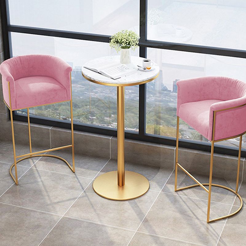 Scandinavian Bar and Counter Stool Low Back Stool with Pedestal Base in Gold Clearhalo 'Bar Furniture' 'Bar Stools' 'bar_stools' 'furn' 'furn_bar_stools' 'Furniture' 'furniture_bar_stools' 'Kitchen & Dining Furniture' 1200x1200_f69a9a25-ebc4-4364-95fc-83f187bb6f74