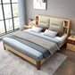 Natural Bed Frame Wood and Upholstered Standard Bed Upholstered Headboard