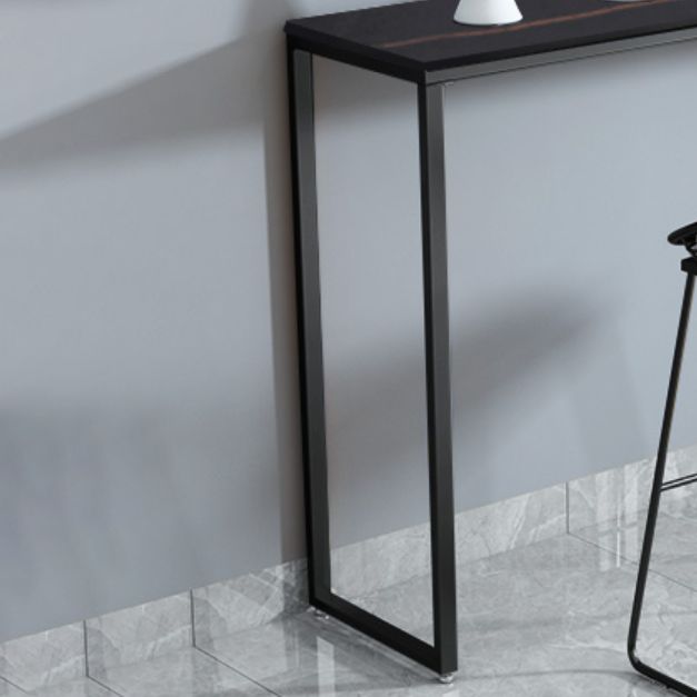 Table de bar à cocktail contemporaine en pierre avec table de comptoir rectangulaire de rangement