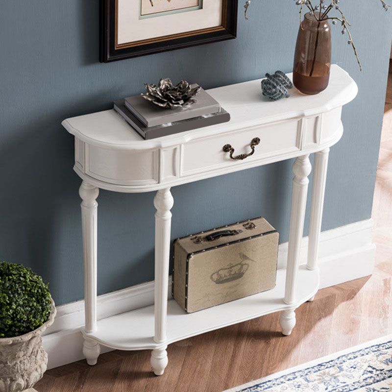 Mesa de consola de madera de goma moderna de mediados de siglo Media mesa de la consola de sofá de luna para Hall