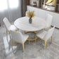 White Stone Top Dining Table Contemporary Dining Table with Pedestal Base Clearhalo 'Dining Tables & Seating' 'Dining Tables' 'dining_table' 'furn' 'furn_dining_table' 'Furniture' 'furniture_dining_table' 'Kitchen & Dining Furniture' 'kitchen' 'kitchen_dining_table' 1200x1200_f6a1931e-cb3b-4d2c-a8b6-73ae87786539