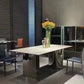 Industrial Rectangle Dining Table Sintered Stone Table with Metal Legs for Home