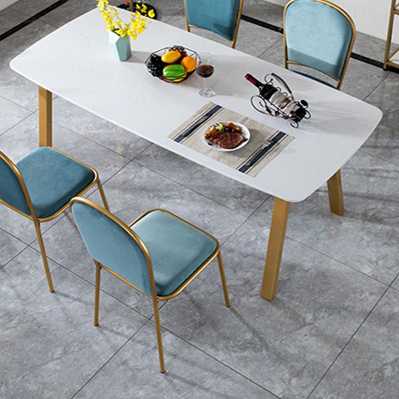 Rectangle Golden Base Dining Table Glam Faux Marble Table for Kitchen Clearhalo 'Dining Tables & Seating' 'Dining Tables' 'dining_table' 'furn' 'furn_dining_table' 'Furniture' 'Kitchen & Dining Furniture' 1200x1200_f6a2a646-8e32-478e-ab2e-fbb66166d2b1