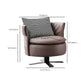 Swivel Chair in Brone Leather Chair with 4-Star Base and One Pillow Clearhalo 'Accent Chairs' 'accent_chairs' 'Chairs & Seating' 'furn' 'furn_accent_chairs' 'Furniture' 'Living Room Furniture' 1200x1200_f6a2dab8-7be0-462c-9313-e92960d6ef6b