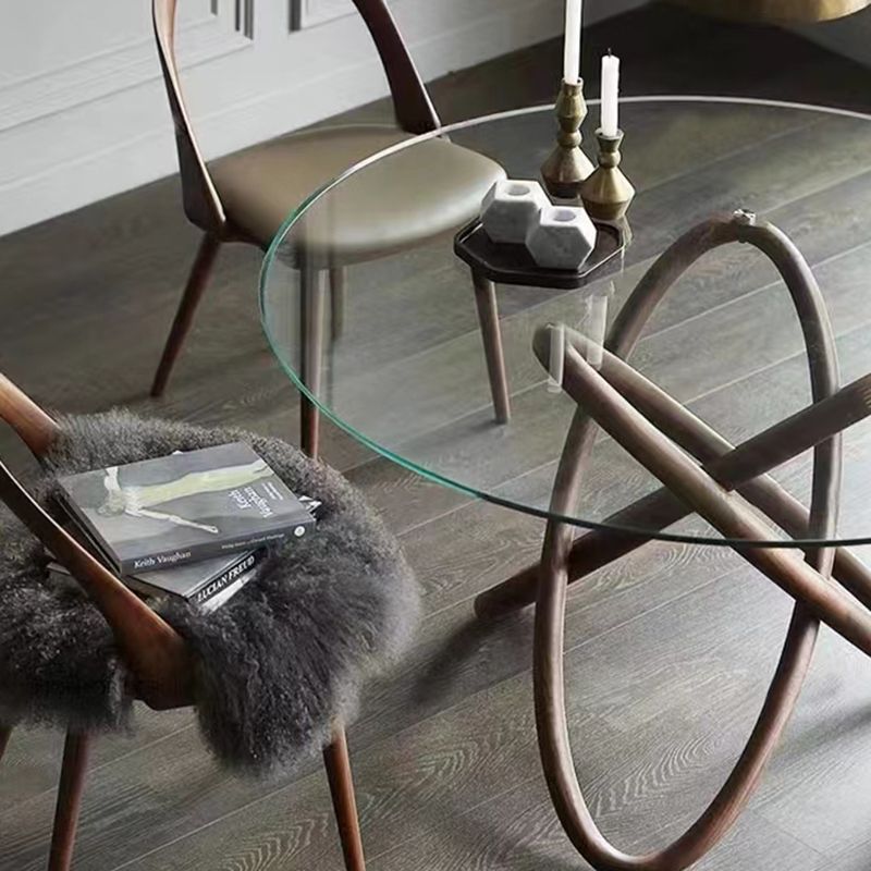 Modern Round Glass Clear Top Dining Table with Single Pedestal Clearhalo 'Dining Tables & Seating' 'Dining Tables' 'dining_table' 'furn' 'furn_dining_table' 'Furniture' 'Kitchen & Dining Furniture' 1200x1200_f6a38c9f-467d-498a-8c2a-98d6a5b95d01