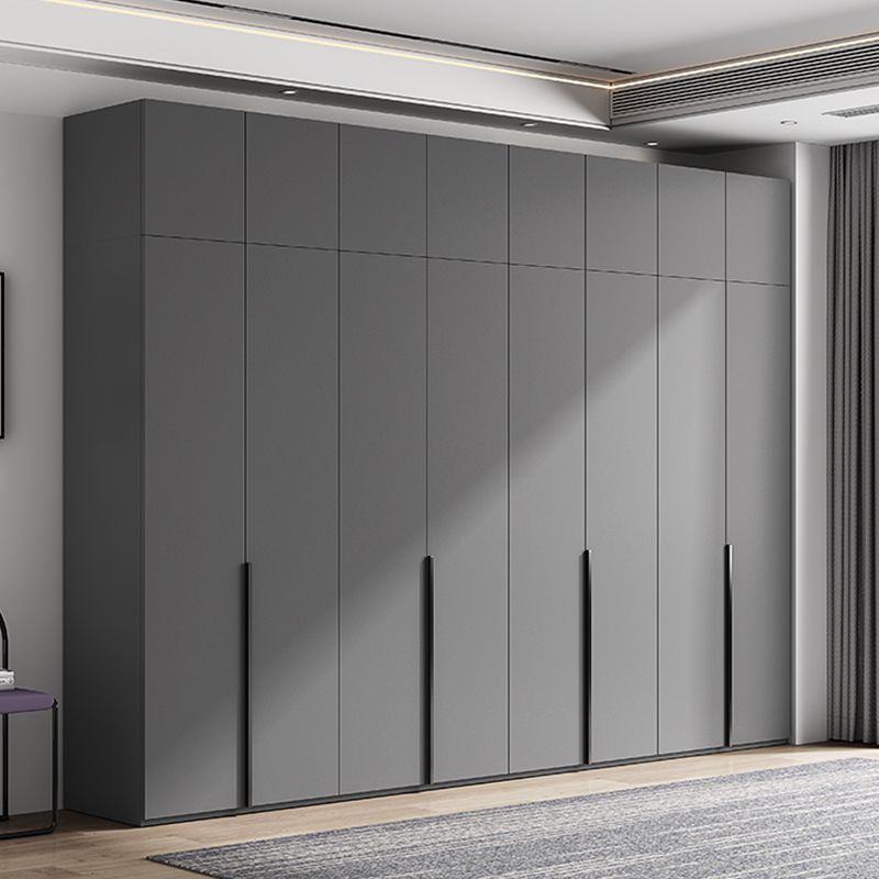 Contemporary Grey Storage Cabinet with Garment Rod Hinged Door Cabinet for Bedroom Clearhalo 'Armoires & Wardrobes' 'armoires_wardrobes' 'Bedroom Furniture' 'furn' 'furn_armoires_wardrobes' 'Furniture' 1200x1200_f6a44104-e3e8-4a88-8944-c38117957950