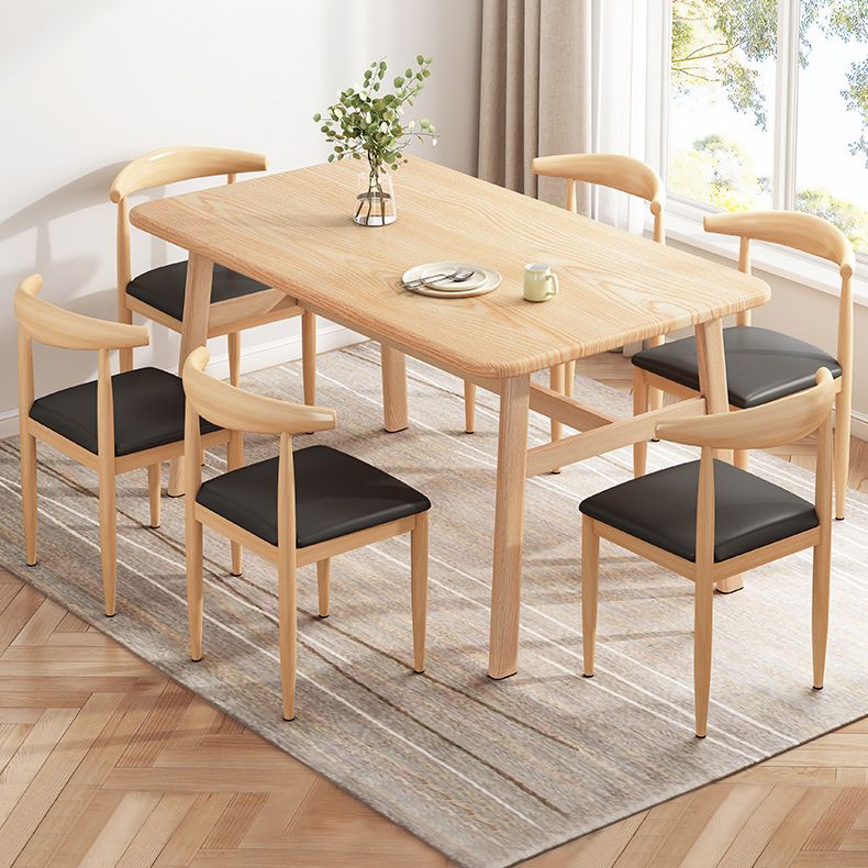 Modern Rectangle Shape Standard Dining Set MDF Kitchen Dining Set in Khaki Clearhalo 'Dining Room Sets' 'Dining Tables & Seating' 'dining_room_set' 'furn' 'furn_dining_room_set' 'Furniture' 'furniture_dining_room_set' 'Kitchen & Dining Furniture' 'kitchen&dining_furn' 'kitchen' 1200x1200_f6a47f9d-799b-4617-bacd-da1e2735671d