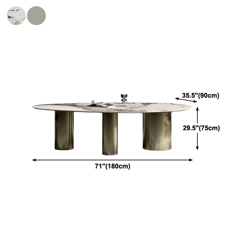 Glam Sintered Stone Standard Dining Table Oval Dining Table with 3 Legs Clearhalo ' dining_table' 'Dining Tables & Seating' 'Dining Tables' 'furn' 'furn_dining_table' 'Furniture' 'furniture_dining_table' 'Kitchen & Dining Furniture' 'kitchen&dining_furn' 'kitchen' 'kitchen_dining_table' 1200x1200_f6a4ce3c-d5f4-4bc7-8deb-0406fc63ce8a