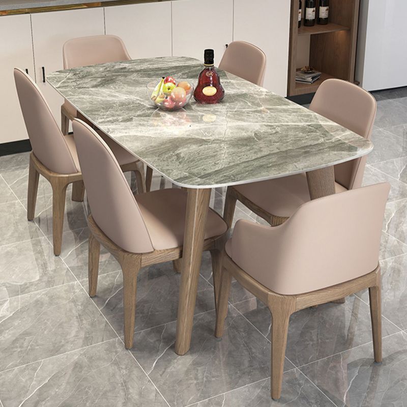 Stone Top Dining Table Mid-Century Modern Table with 4 Legs in Brown Clearhalo 'Dining Tables & Seating' 'Dining Tables' 'dining_table' 'furn' 'furn_dining_table' 'Furniture' 'furniture_dining_table' 'Kitchen & Dining Furniture' 'kitchen' 'kitchen_dining_table' 1200x1200_f6a89620-153f-438d-b53b-c7c576fd4238
