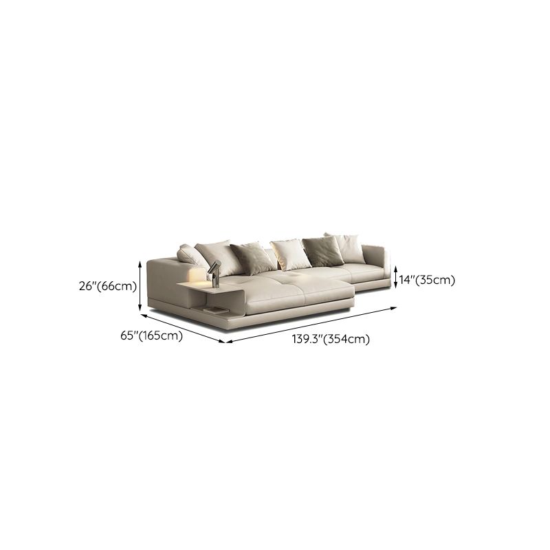 Zeitgenössisches echtes Ledersofa quadratischer Arm lose Rückensofa mit Tisch