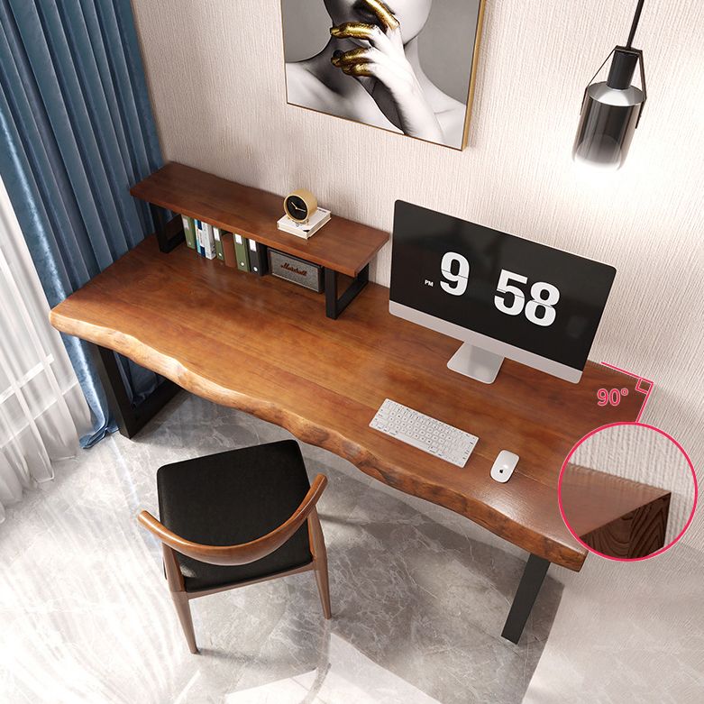 Brown Writing Desk Solid Wood Freeform Shape Home or Office Desk Clearhalo 'furn' 'furn_office_desk' 'Furniture' 'furniture_office_desk' 'Office Desks' 'Office Furniture' 'office_desk' 1200x1200_f6aa40bf-dd54-4482-832c-b8f4df6d2950