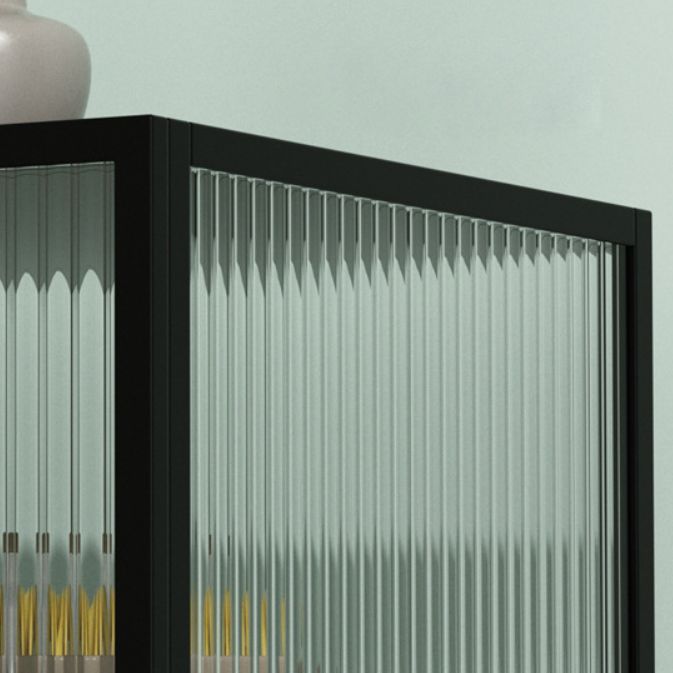 Iron Dining Room Sideboard Cabinet Modern Server Cabinet with Glass Door and Storage Clearhalo 'buffet_sideboard' 'Buffets & Sideboards' 'furn' 'furn_buffet_sideboard' 'Furniture' 'Kitchen & Dining Furniture' 1200x1200_f6aae841-e05b-4bf2-b571-eccd22f68997