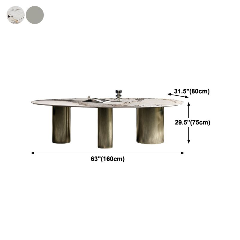 Glam Sintered Stone Standard Dining Table Oval Dining Table with 3 Legs Clearhalo ' dining_table' 'Dining Tables & Seating' 'Dining Tables' 'furn' 'furn_dining_table' 'Furniture' 'furniture_dining_table' 'Kitchen & Dining Furniture' 'kitchen&dining_furn' 'kitchen' 'kitchen_dining_table' 1200x1200_f6aead3e-eb53-488d-85a8-ed4144199f96