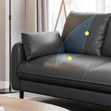 Sofá sofá de brazo cuadrado de cuero falso para sala de estar con almohadas de almohadillas