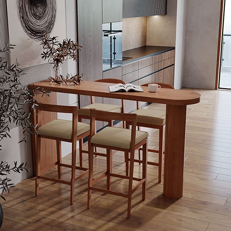 Mesa de bar con pedestal doble, mesa de comedor industrial de madera maciza de pino para sala de estar