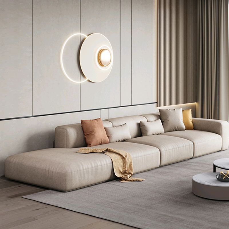 フェイクレザーステーションリビングルームスクエアアーム標準枕ソファ