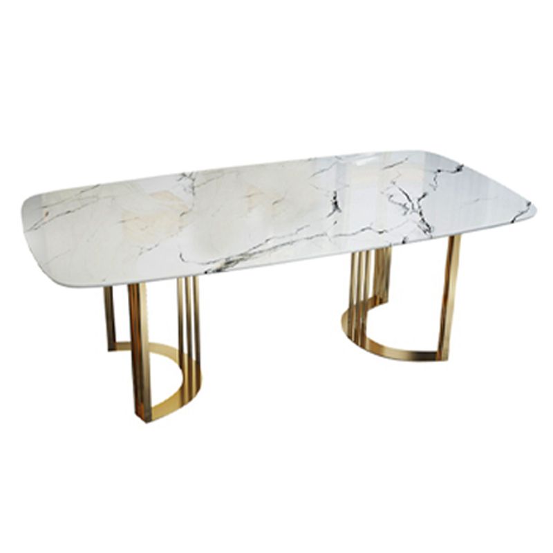 Glam Style Stone Table Dining Rectangle Table with Metal Legs for Home Use Clearhalo 'Dining Tables & Seating' 'Dining Tables' 'dining_table' 'furn' 'furn_dining_table' 'Furniture' 'Kitchen & Dining Furniture' 1200x1200_f6b29d5c-c927-4214-87ab-12d38bcf9790