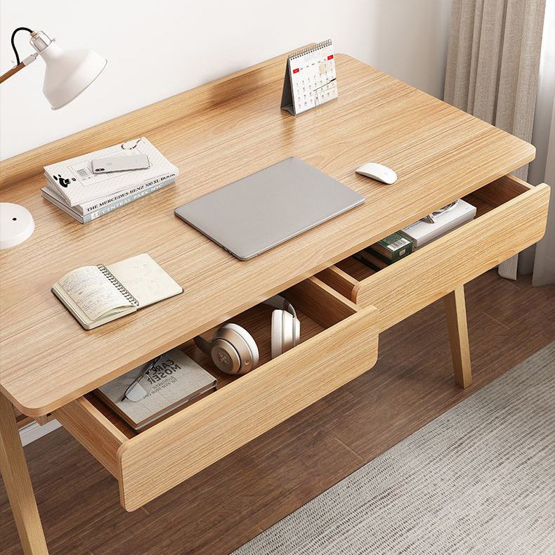 Curved Wooden Writing Desk Modern Style Office Desk with 2 Drawers Clearhalo 'furn' 'furn_office_desk' 'Furniture' 'Office Desks' 'Office Furniture' 'office_desk' 1200x1200_f6b2db0b-301f-4efa-8d45-ba7940f5e425