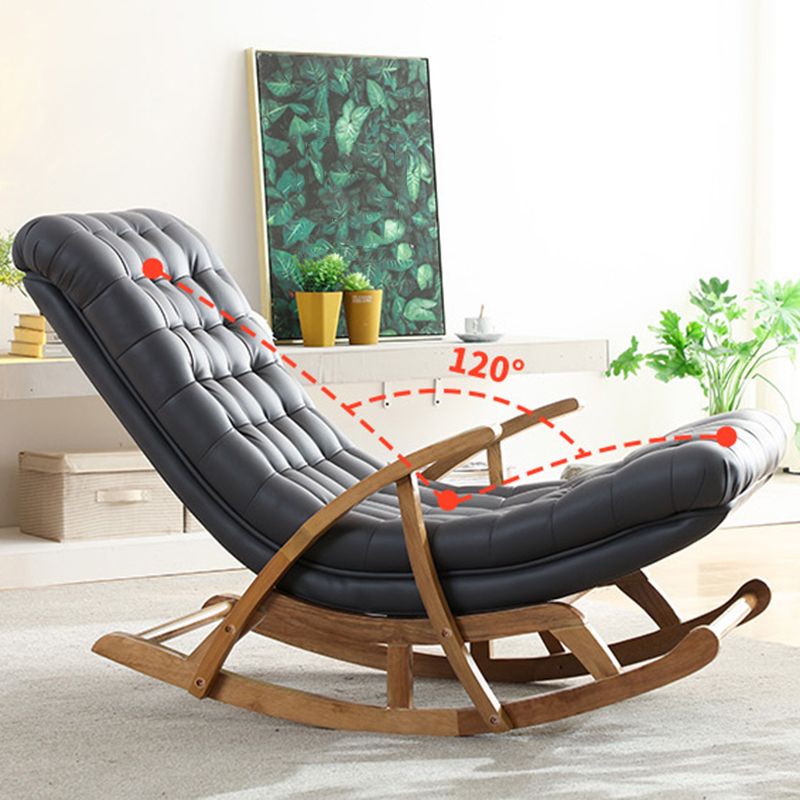Leder -Schaukelstuhl einfache zeitgenössische Tufted -Kissen Schaukelstuhl mit Osmanisch