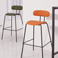 Taburete de bar tapizado de cuero sin brazos con respaldo moderno y base de metal